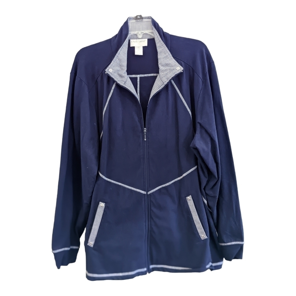 Sport Savvy Navy/White Zip Front Jacket, Size 2X Spring/Fall Jacket